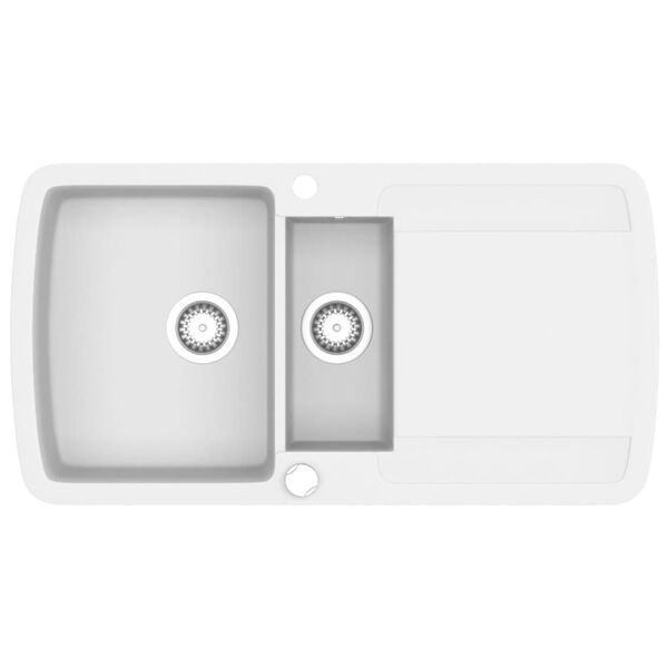 vidaXL Granite Kitchen Sink Double Basins White