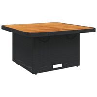 vidaXL Garden Table Black 80x80x71 cm Poly Rattan and Acacia Wood