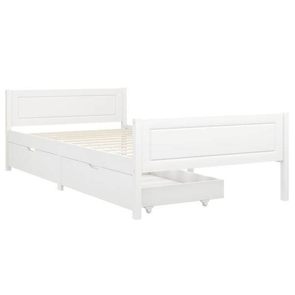 vidaXL Bed Frame without Mattress White Solid Wood Pine 100x200 cm
