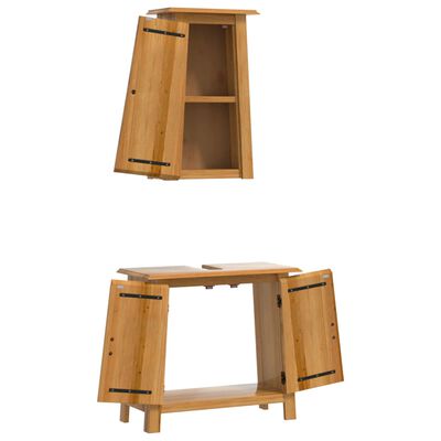 vidaXL 2 Piece Bathroom Furniture Set Solid Wood Pine