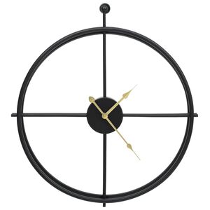 vidaXL Wall Clock | Black | Iron | 52 cm | Decorative Inlays | Wall Clock