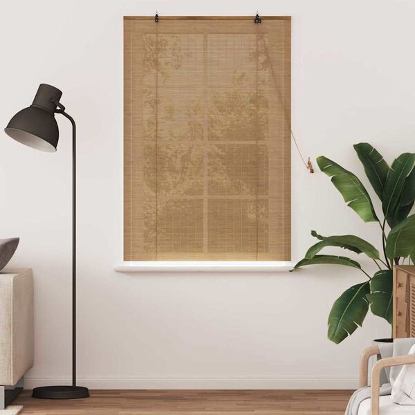 vidaXL Roller Blind with Curtains Manual Brown 120 x 160 cm Bamboo