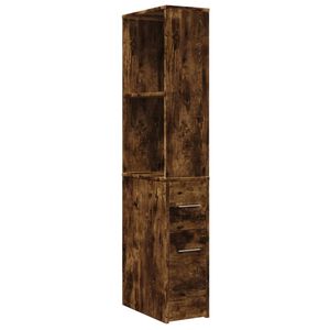 vidaXL Narrow Bathroom Cupboard with Wheels Smoked Oak Engineered Wood