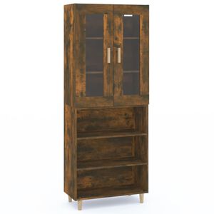 vidaXL Highboard Smoked Oak 69.5x34x180 cm Engineered Wood