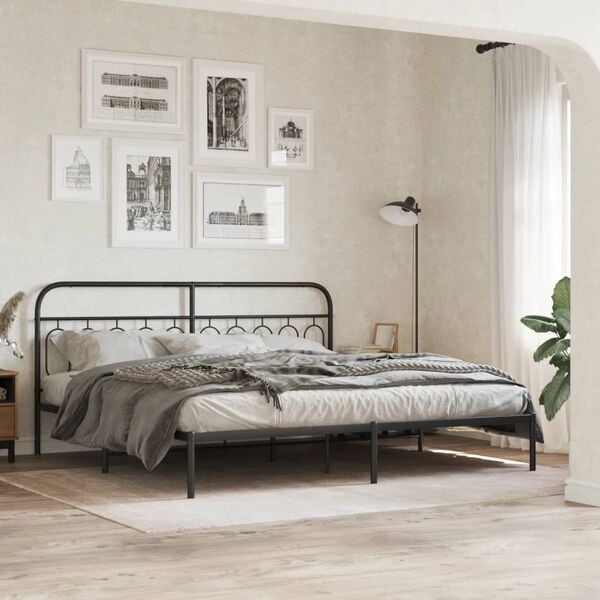 vidaXL Metal Replace Headboard Black 200 cm
