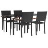 vidaXL 5 Piece Garden Dining Set Black Poly Rattan