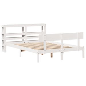 vidaXL Bed Frame without Mattress White 135x190 cm Double Solid Wood Pine
