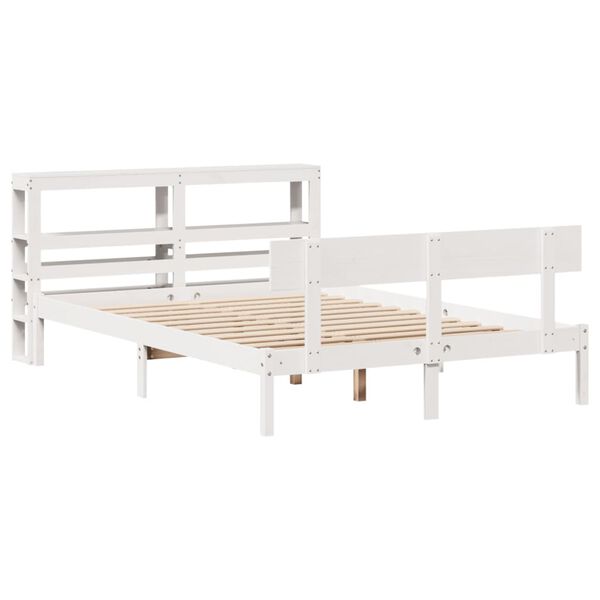 vidaXL Bed Frame without Mattress White 135x190 cm Double Solid Wood Pine