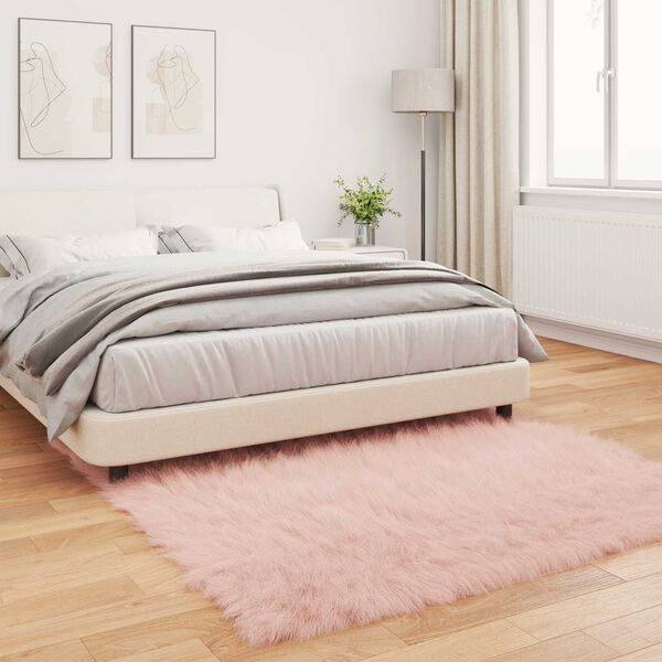 vidaXL Faux Sheepskin Rug Tafalla Pink 120 x 120 cm Polyester