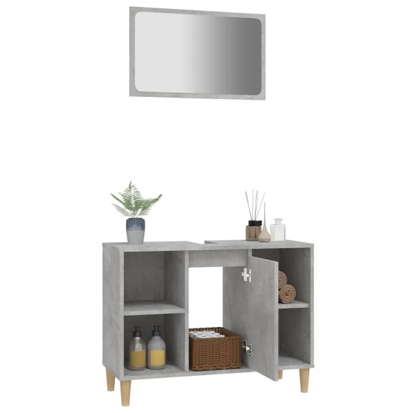 vidaXL 2 Piece Bathroom Furniture Set Concrete Grey Engineered Wood