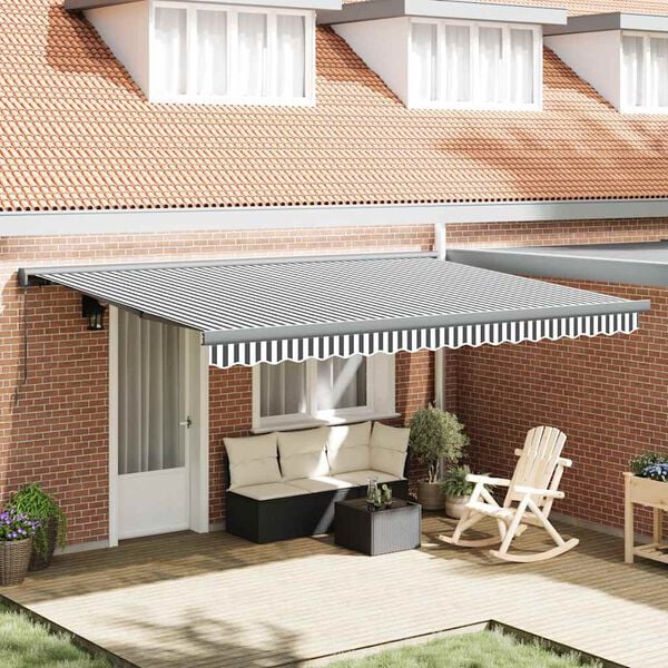 vidaXL Retractable Awning Anthracite and White 4.5x3 m Fabric&Aluminium