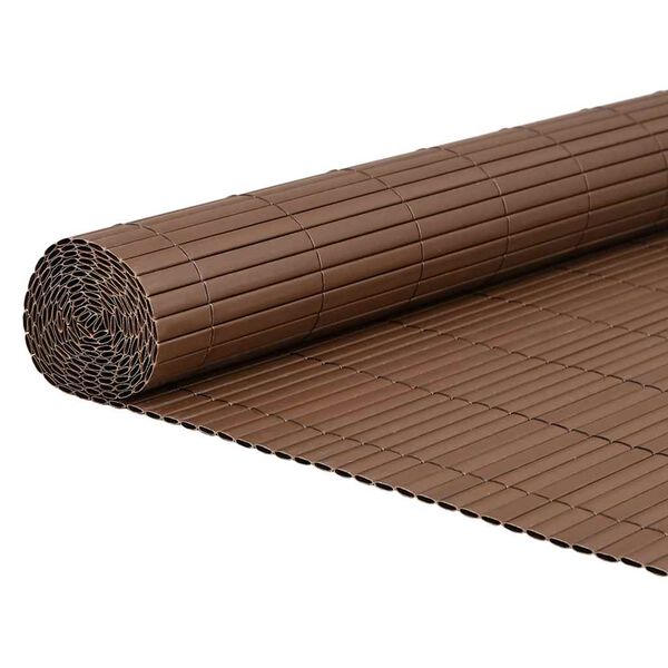 vidaXL Garden Fence Double-Sided Brown 1.8x5 m PVC