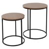H&S Collection 2 Piece Side Table Set with Wood Top Natural and Black