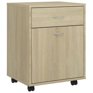 vidaXL Rolling Cabinet Sonoma Oak 45x38x54 cm Engineered Wood