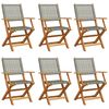 vidaXL Folding Chairs 6 pcs Grey Poly Rattan and Solid Wood