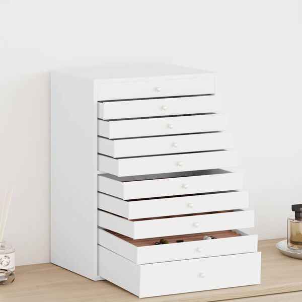 vidaXL Jewellery Box 10-Layer with Watch Holders White 29x20.5x40.5 cm