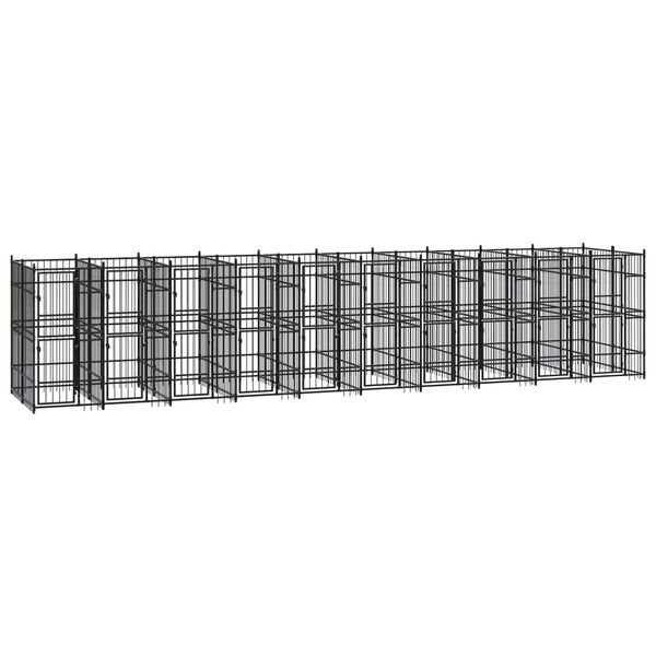 vidaXL Outdoor Dog Kennel Steel 18.43 m²