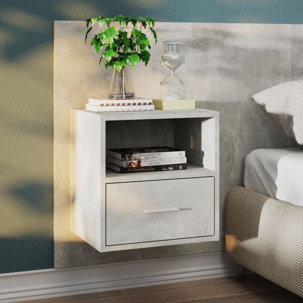 vidaXL Wall-mounted Bedside Cabinets 2 pcs Concrete Grey