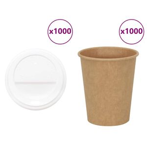 vidaXL Paper Coffee Cups with Lids 1000 pcs 8oz 200ml