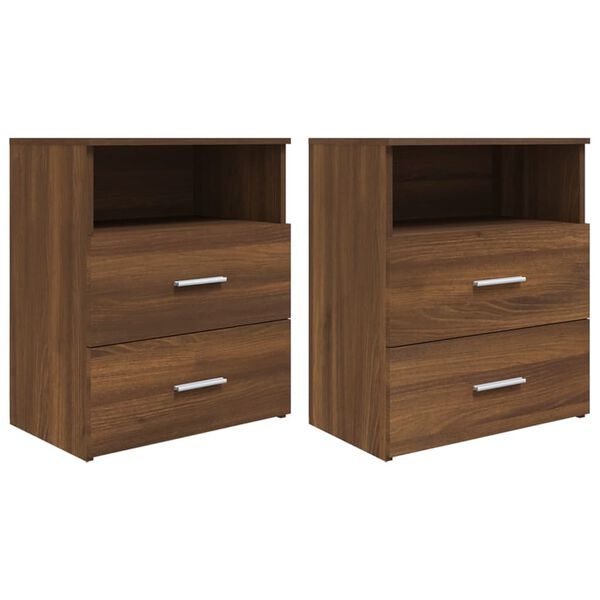 vidaXL Bed Cabinets 2 pcs Brown Oak 50x32x60 cm