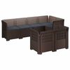 vidaXL 7-Seater Garden Sofa with Cushions Rattan Look PP Brown