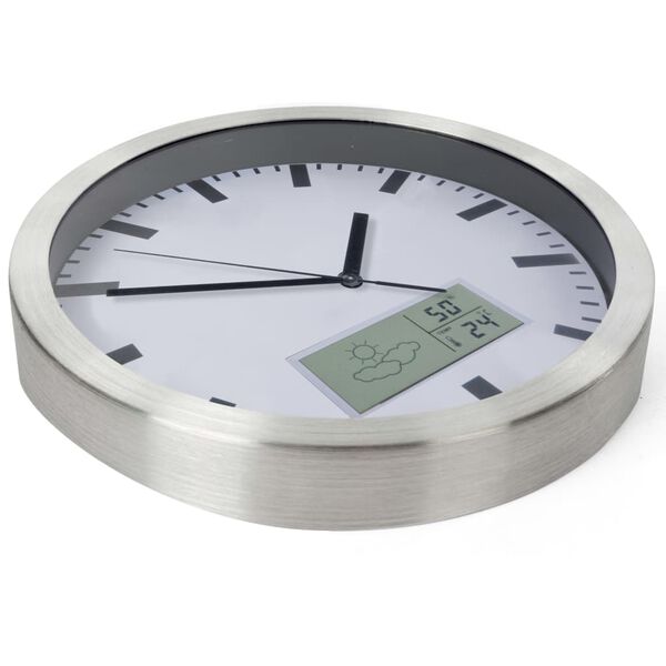 Perel Wall Clock 25 cm White and Sliver