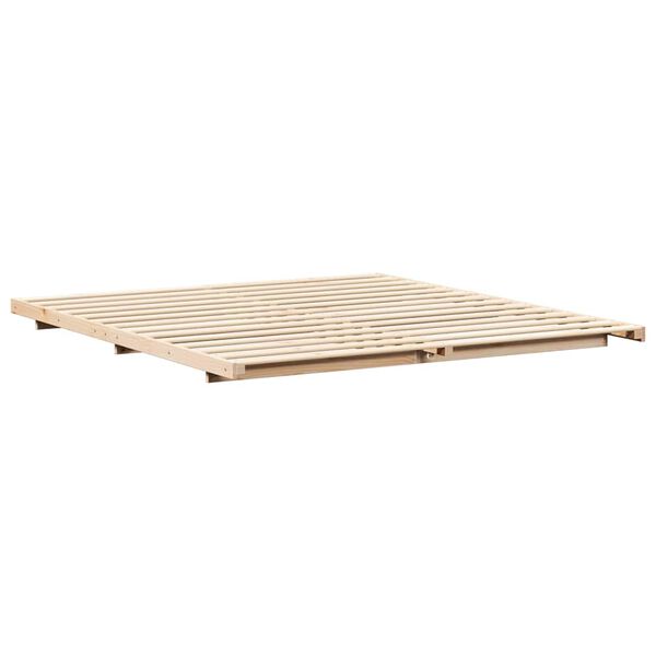 vidaXL Floor Bed Frame Brown 200 x 200 cm Solid pine wood
