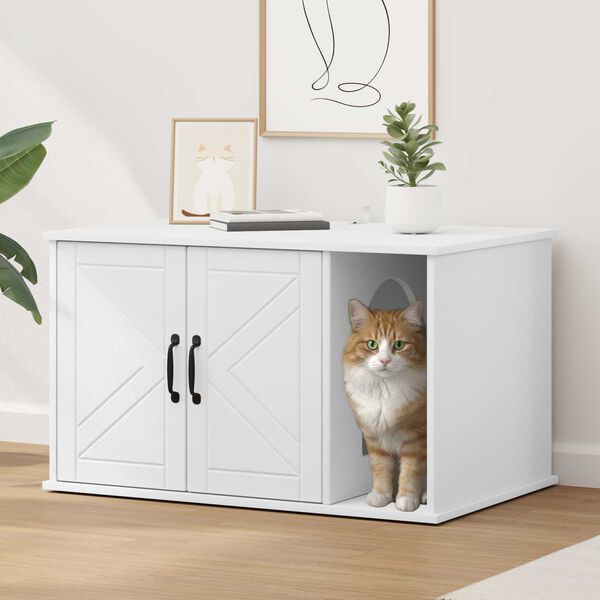 vidaXL Cat House White 85 x 55 x 50 cm Engineered Wood