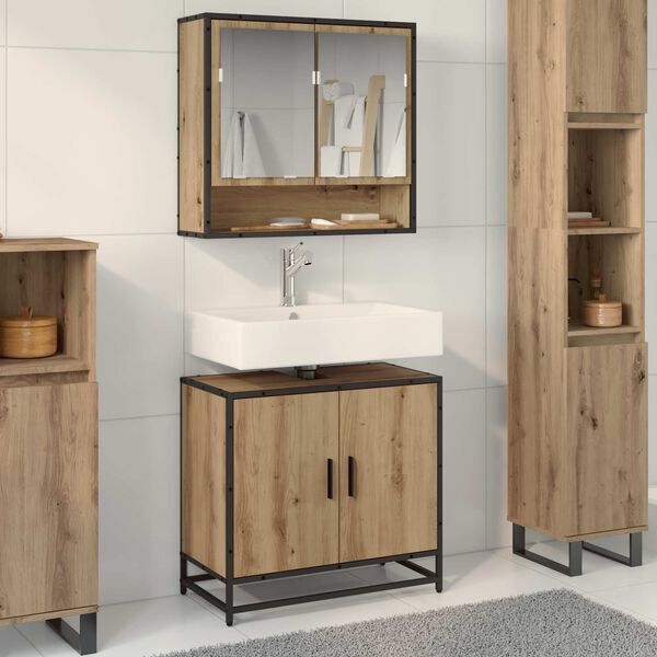 vidaXL Bathroom Sink Cabinet with Storage Artisan oak 65 x 33 x 60 cm