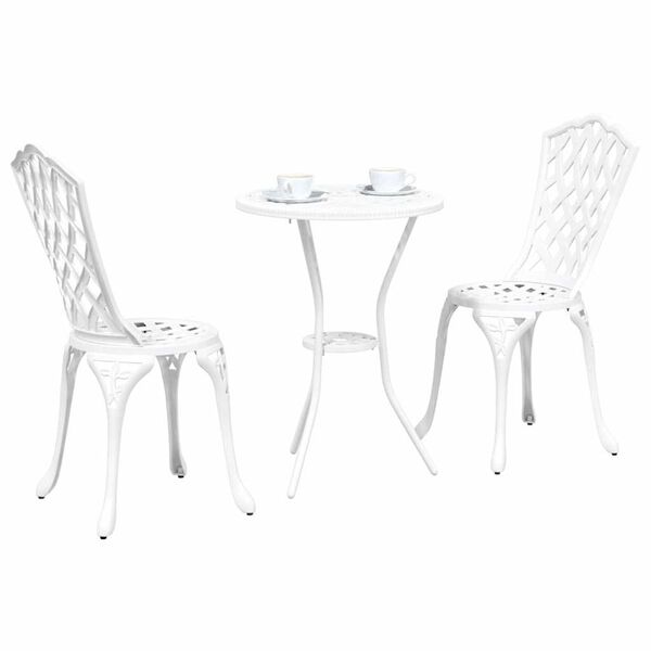 vidaXL Garden Bistro Set 3 pcs White Aluminium