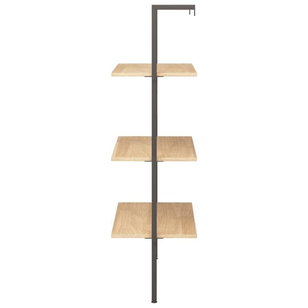 vidaXL 3-Tier Leaning Shelf Light Brown and Black 64x35x120.5 cm
