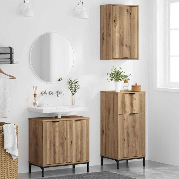 vidaXL Bathroom Furniture Set with Drawer with Shelf 3 pcs Artisan Oak