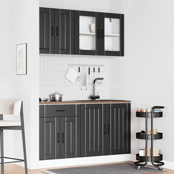 vidaXL 4 Piece Kitchen Cabinet Set Lucca Black Engineered Wood