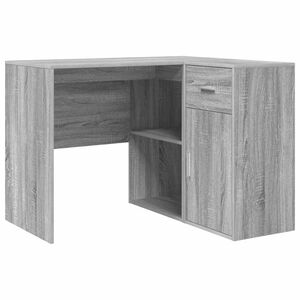 vidaXL Corner Desk with Drawer with Shelf Grey Sonoma 102 x 88 x 75 cm