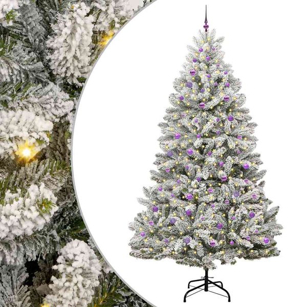 vidaXL Artificial Christmas Tree Green and White 270 cm PVC and Metal