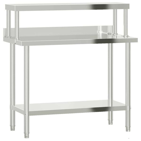 vidaXL Kitchen Work Table with Overshelf 110x55x120 cm Stainless Steel