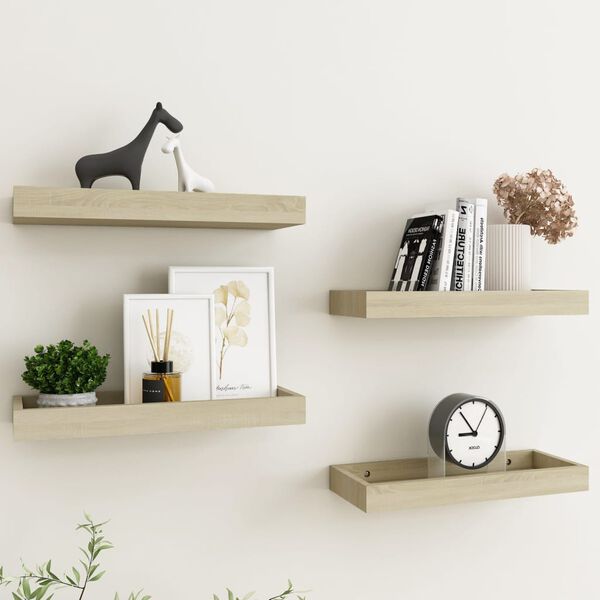 vidaXL Loggia Wall Shelves 4 pcs Oak 40x15x4 cm MDF