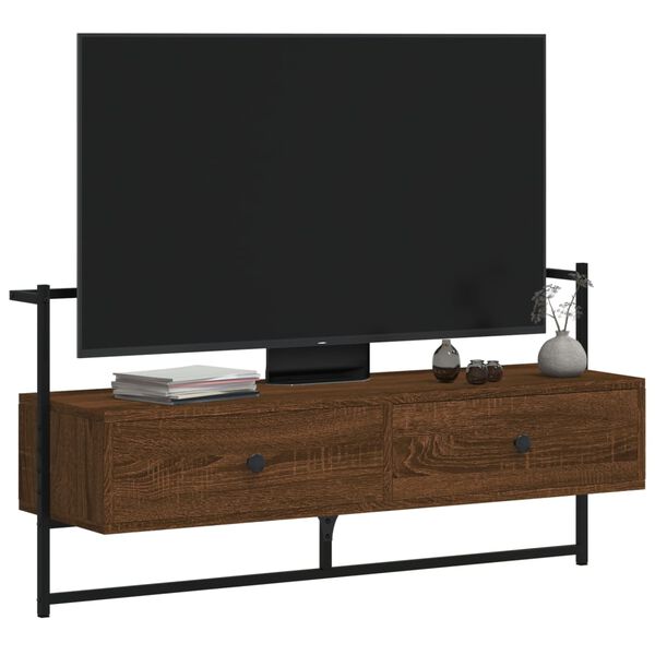 vidaXL TV Cabinet Wall-mounted Brown Oak 100.5x30x51 cm Engineered Wood
