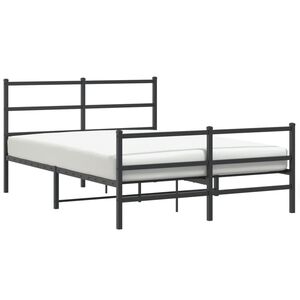 vidaXL Metal Bed Frame without Mattress with Footboard&nbsp;Black 135x190cm