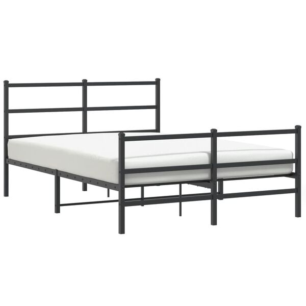 vidaXL Metal Bed Frame without Mattress with Footboard&nbsp;Black 135x190cm