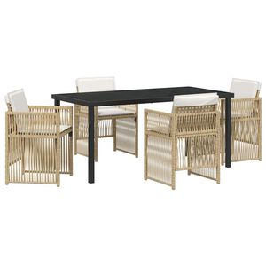 vidaXL Garden Dining Set 5 pcs Beige Powder-Coated Steel