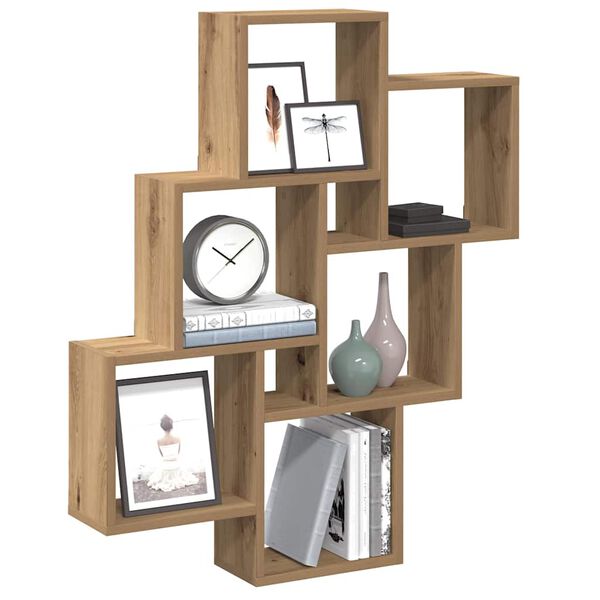 vidaXL Wall Cube Shelf Artisan Oak 78x15x93 cm Engineered Wood