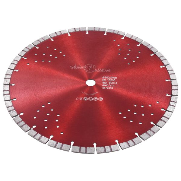 vidaXL Diamond Cutting Disc with Turbo and Holes Steel 350 mm