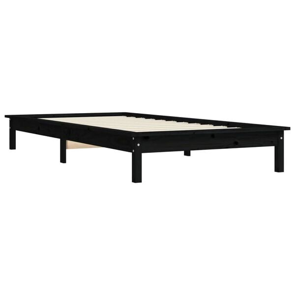 vidaXL Bed Frame without Mattress Black 100x200 cm Solid Wood