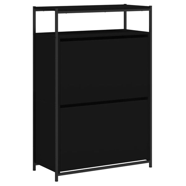 vidaXL Shoe Cabinet Black 75x34x112 cm Engineered Wood