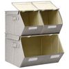 vidaXL Stackable Storage Box Set of 3 Pieces Fabric Grey