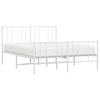 vidaXL Metal Bed Frame without Mattress with Footboard White 135x190cm