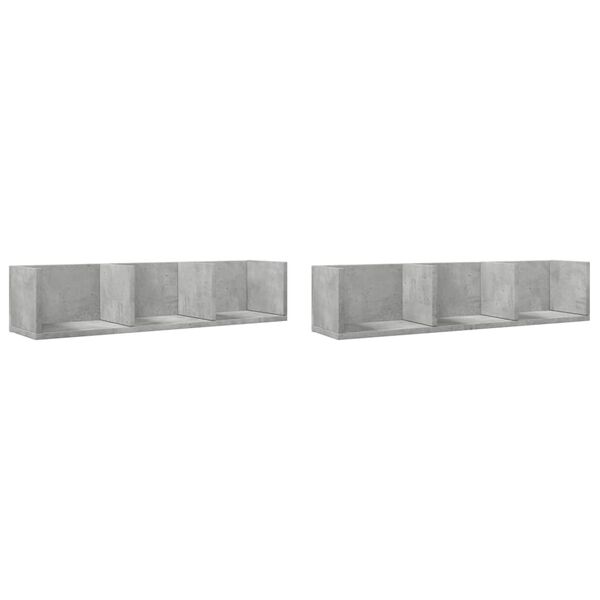 vidaXL Wall Cabinets 2 pcs Concrete Grey 75x18x16.5 cm Engineered Wood