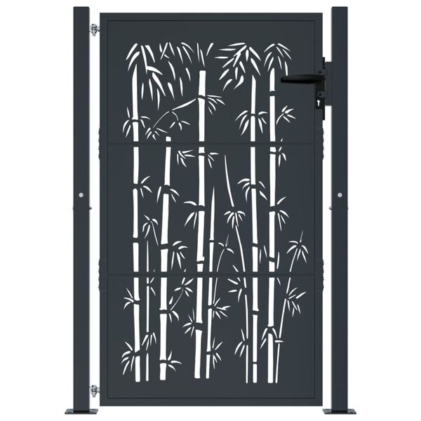 vidaXL Garden Gate Anthracite 100x125 cm Steel Bamboo Design