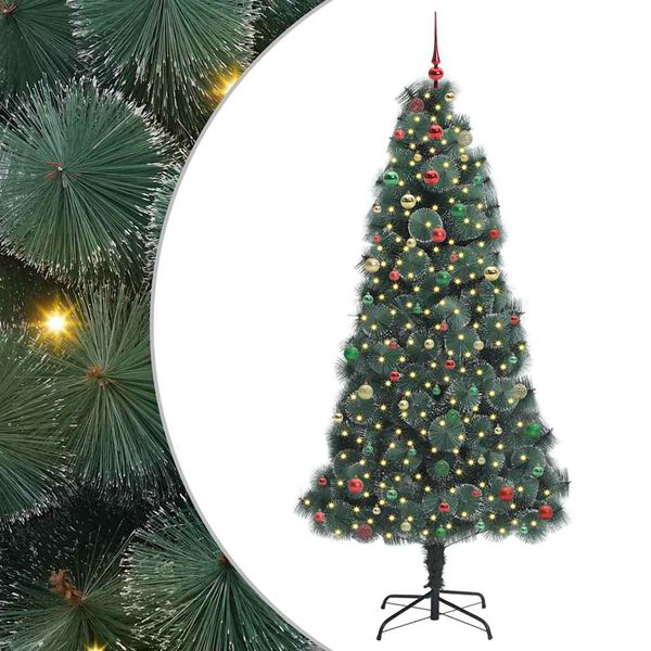 vidaXL Artificial Pre-lit Christmas Tree with Ball Set Green 240 cm